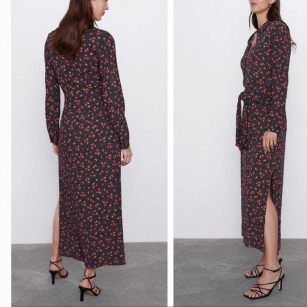 ZARA womens small long sleeve maxi dress floral r… - image 1