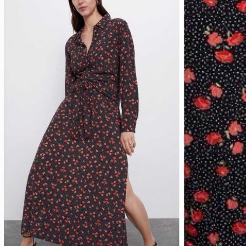 ZARA womens small long sleeve maxi dress floral r… - image 2