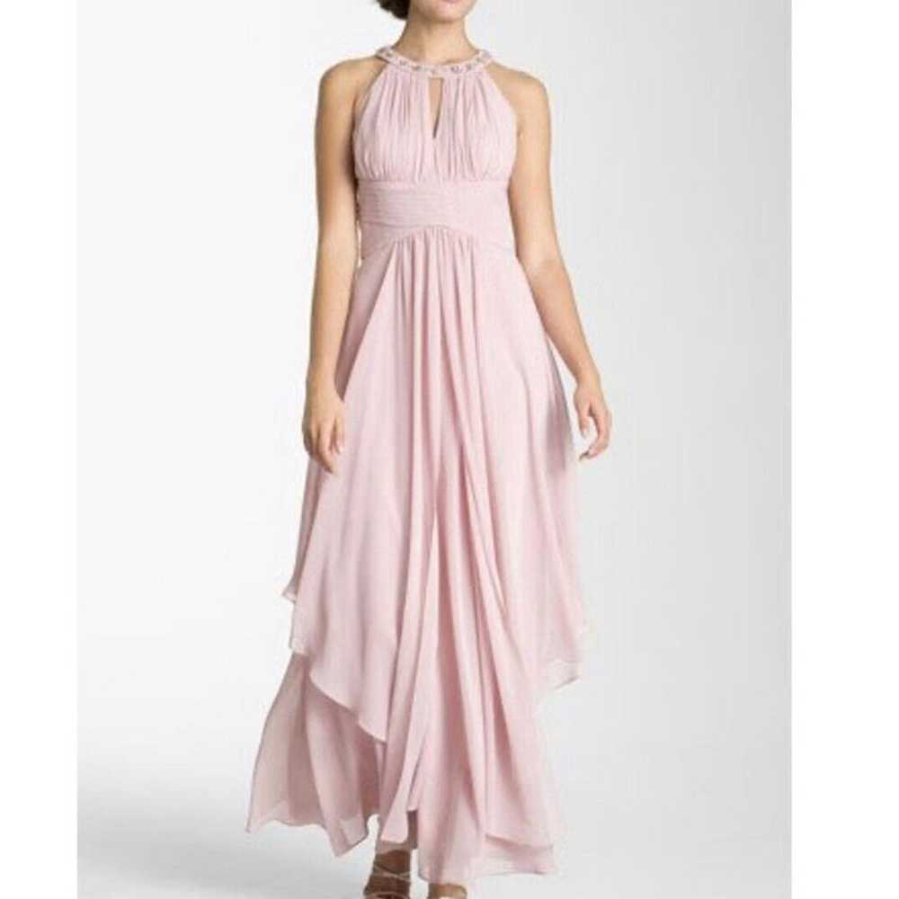 Eliza J Long Gown Size 8 Embellished Tiered Pink … - image 2