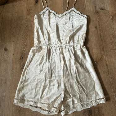 100% Silk Intimates Romper Pierre Cardin Ivory Pe… - image 1