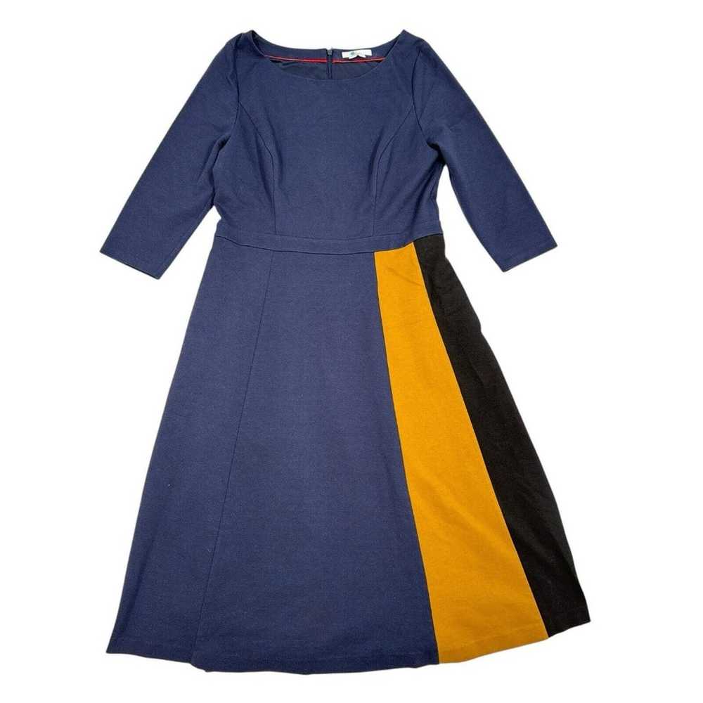 Boden Claudia Ponte Dress Size 14 Navy Blue Yello… - image 1