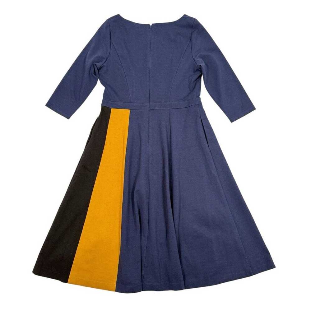 Boden Claudia Ponte Dress Size 14 Navy Blue Yello… - image 2