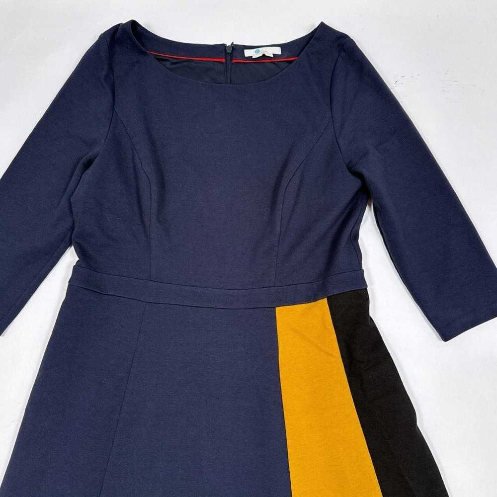 Boden Claudia Ponte Dress Size 14 Navy Blue Yello… - image 3