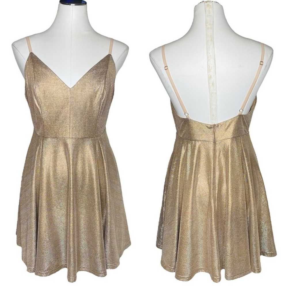 Lulus Lookout Weekend Sparkly Gold Skater Dress s… - image 11