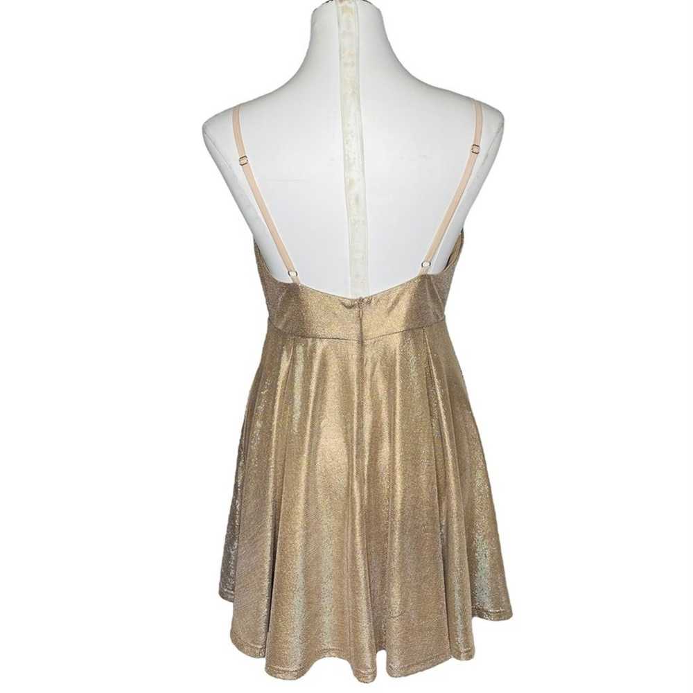 Lulus Lookout Weekend Sparkly Gold Skater Dress s… - image 3