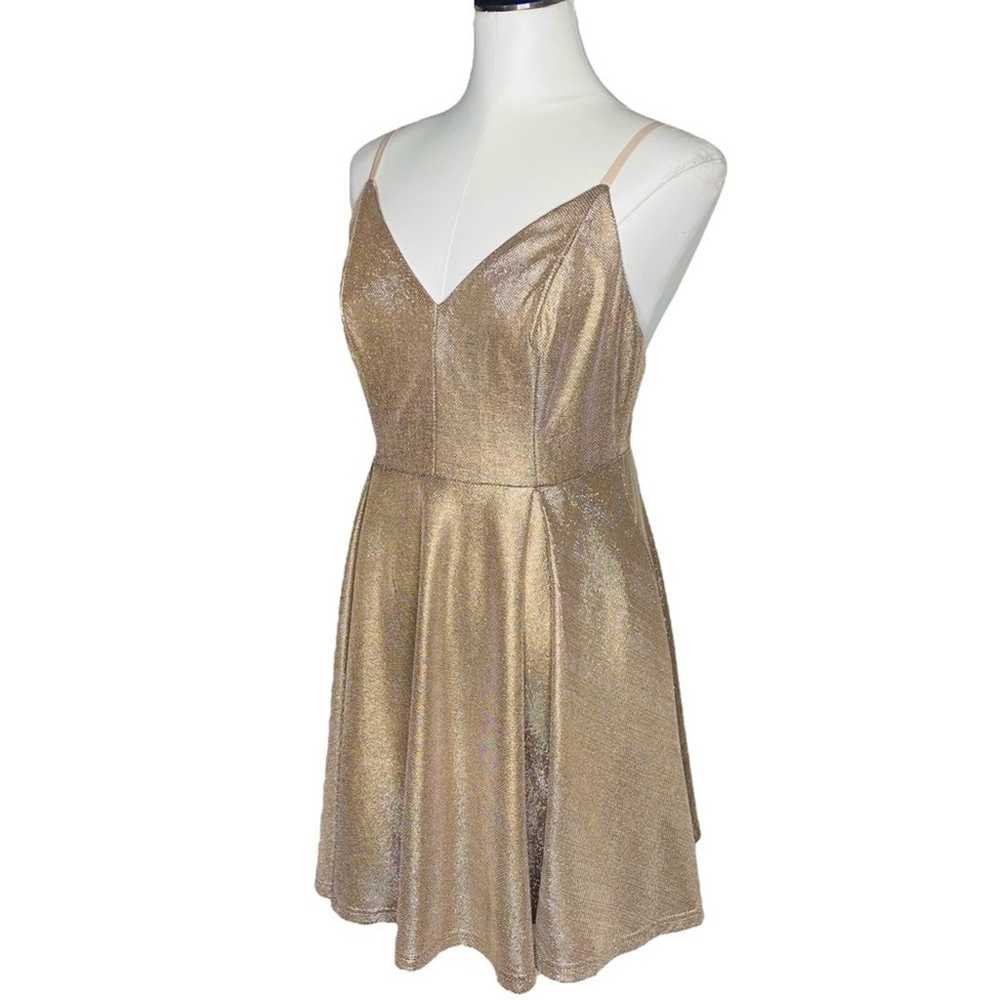 Lulus Lookout Weekend Sparkly Gold Skater Dress s… - image 4