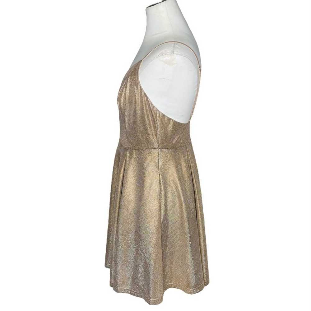 Lulus Lookout Weekend Sparkly Gold Skater Dress s… - image 5