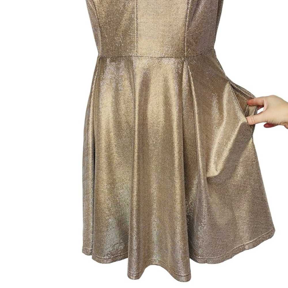 Lulus Lookout Weekend Sparkly Gold Skater Dress s… - image 6