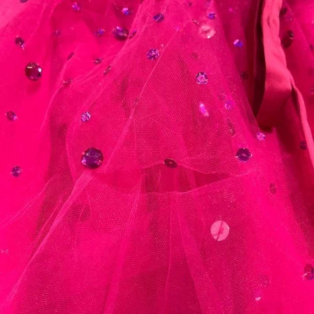 Hot Pink Mori Lee tulle rhinestone Dress - image 10