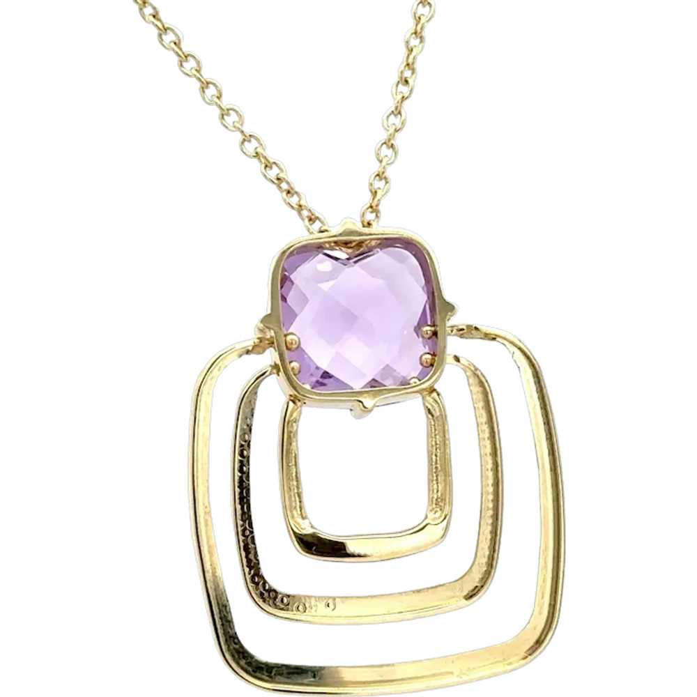 5 Carat Made In Italy Amethyst and Diamond Pendan… - image 1