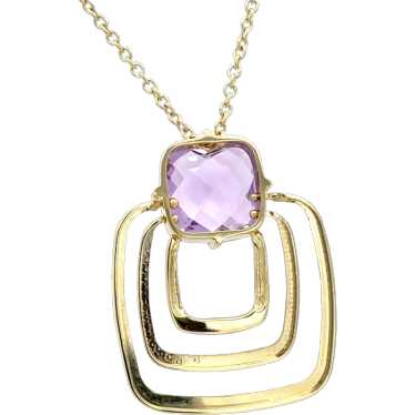 5 Carat Made In Italy Amethyst and Diamond Pendan… - image 1