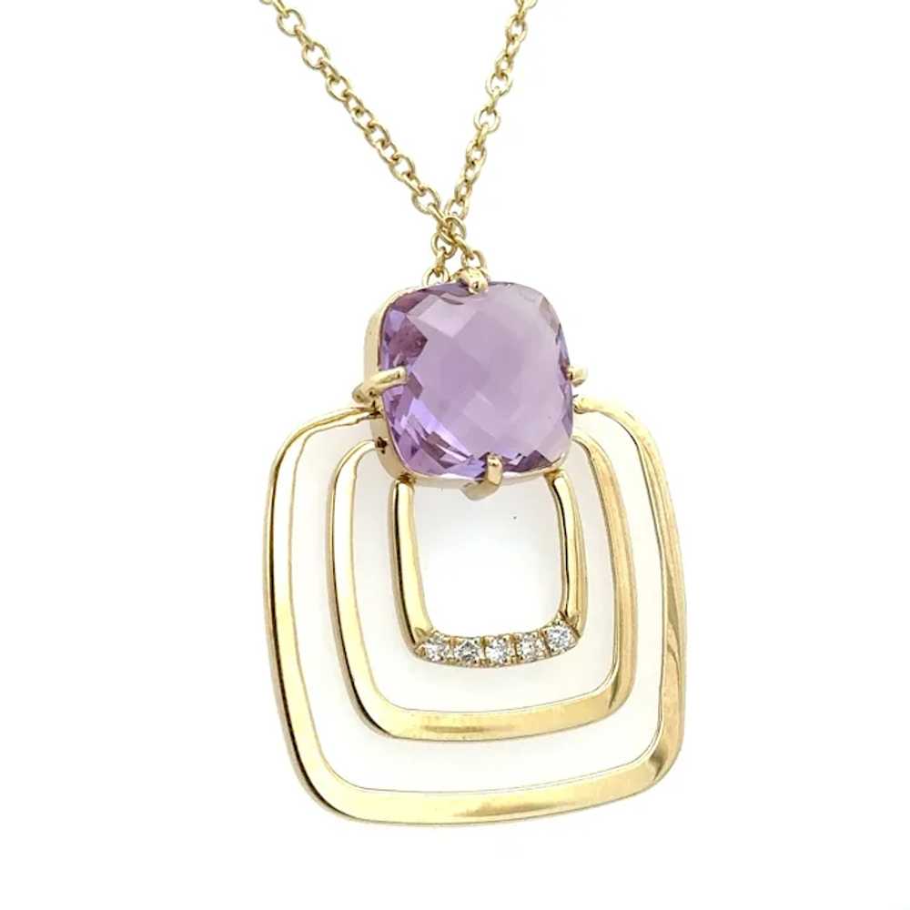 5 Carat Made In Italy Amethyst and Diamond Pendan… - image 2