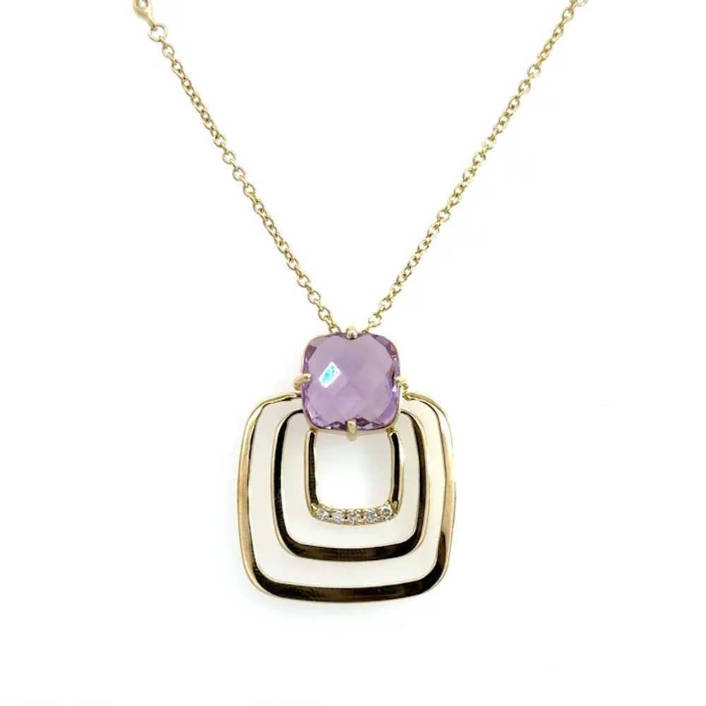 5 Carat Made In Italy Amethyst and Diamond Pendan… - image 3