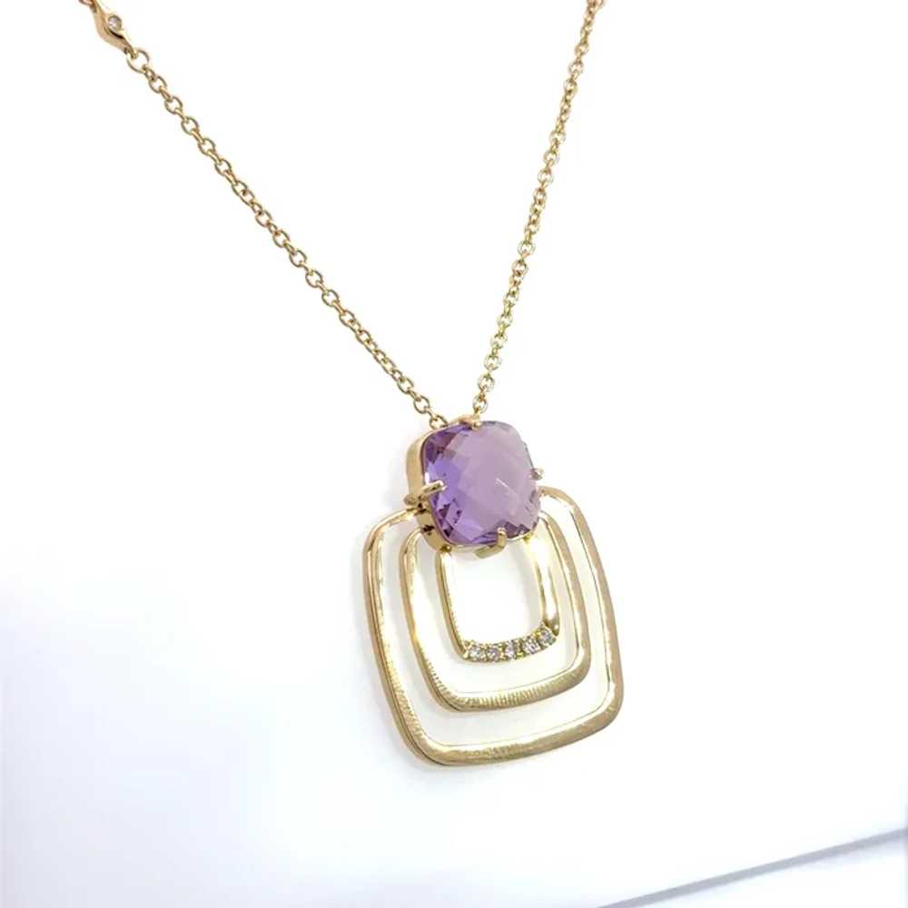 5 Carat Made In Italy Amethyst and Diamond Pendan… - image 4