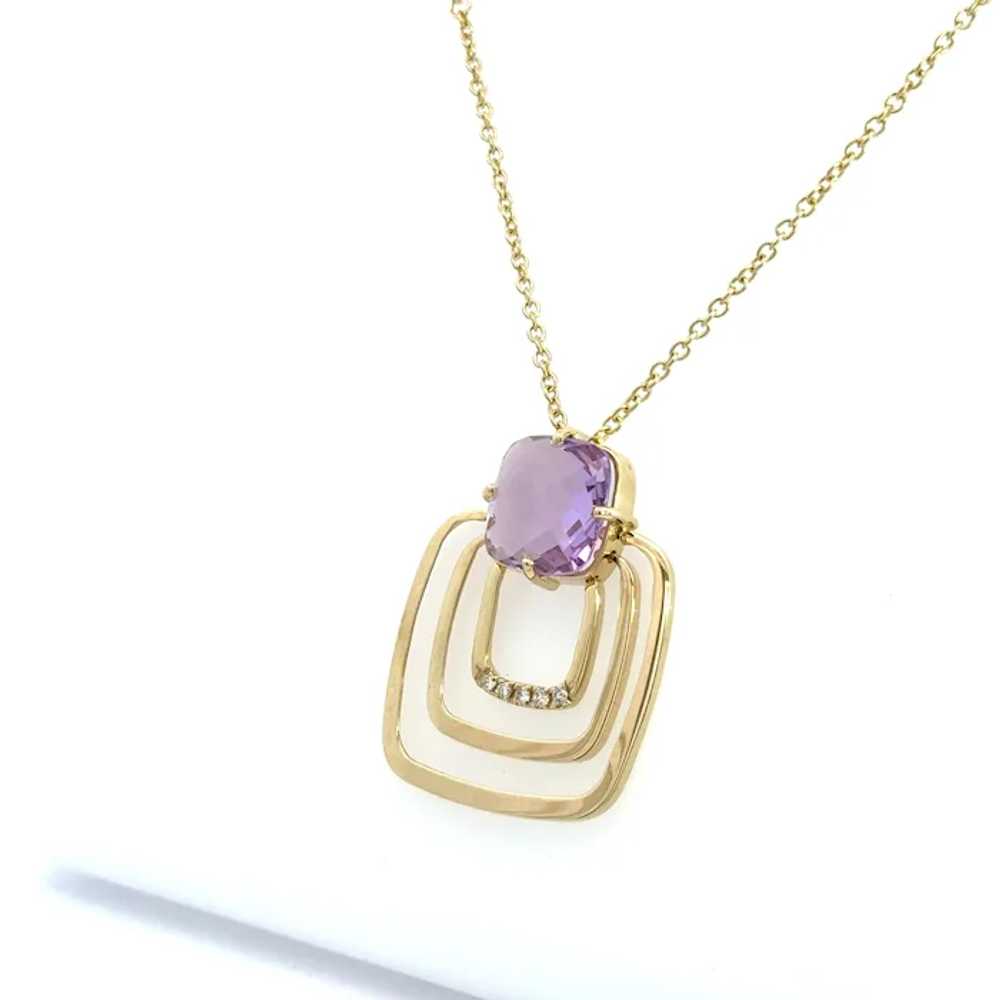 5 Carat Made In Italy Amethyst and Diamond Pendan… - image 5