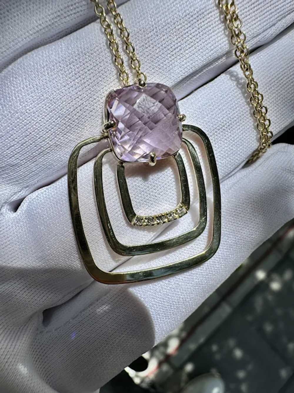 5 Carat Made In Italy Amethyst and Diamond Pendan… - image 6