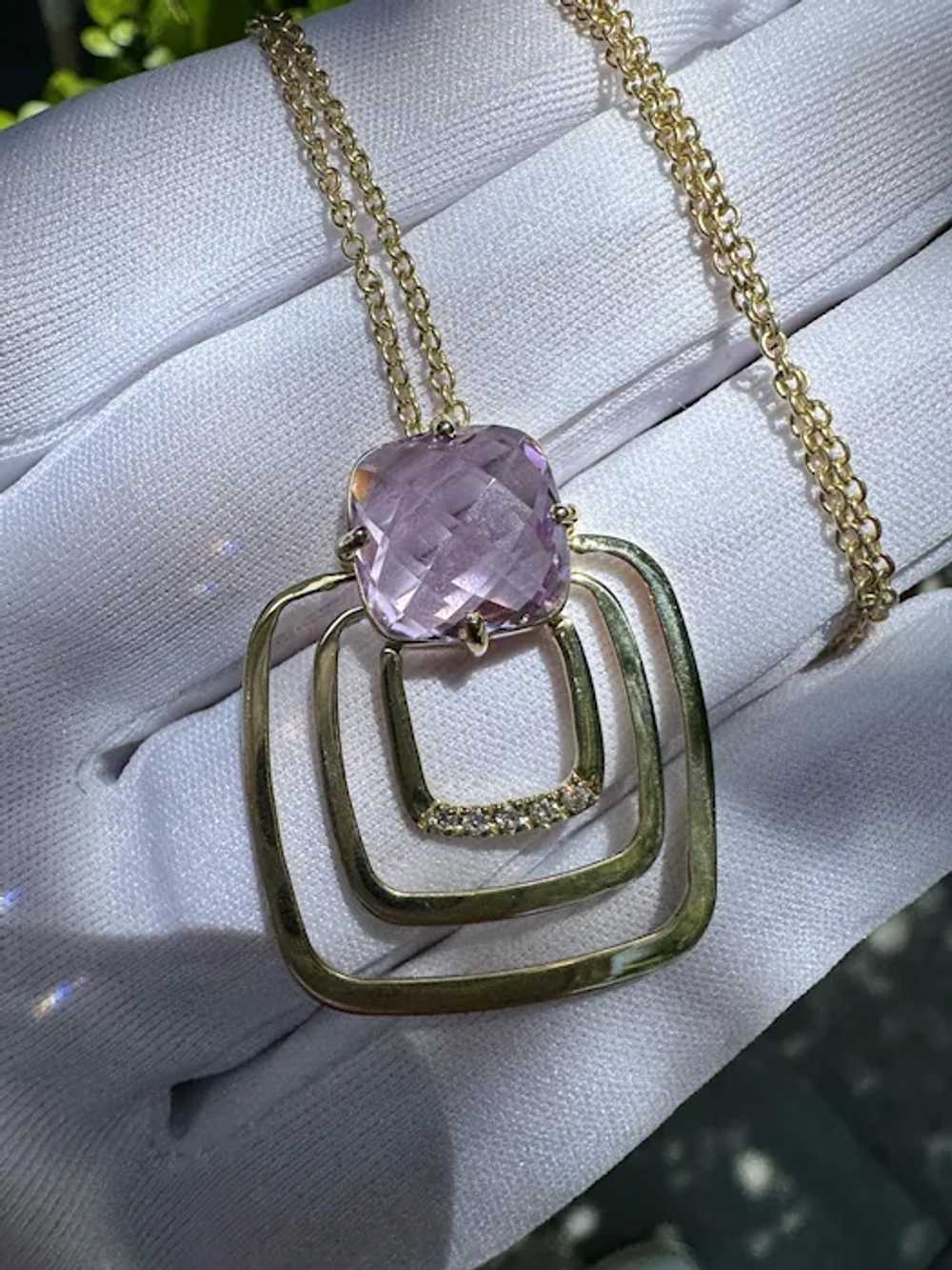 5 Carat Made In Italy Amethyst and Diamond Pendan… - image 7