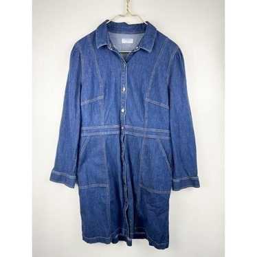 Untuckit Women’s Sz 14 Denim Shirt Dress Button F… - image 1