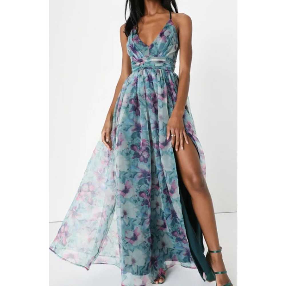 LULU'S S Romance that Wows Dark Teal Floral Print… - image 1