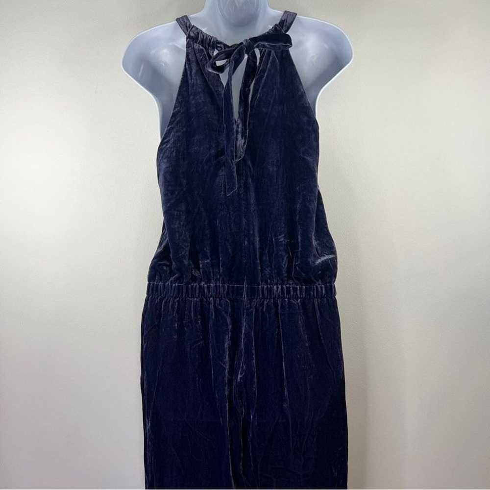 LOFT Navy Blue Crushed Velvet Velour Halter Jumps… - image 11