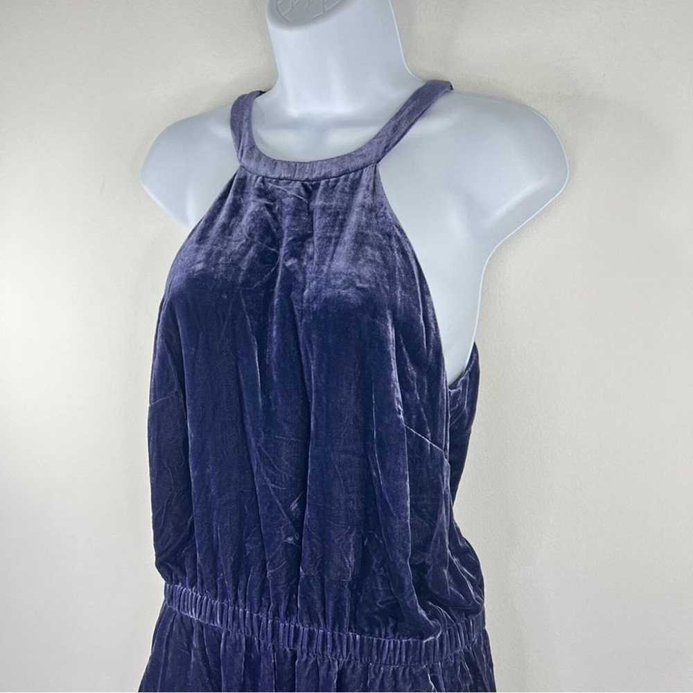 LOFT Navy Blue Crushed Velvet Velour Halter Jumps… - image 5