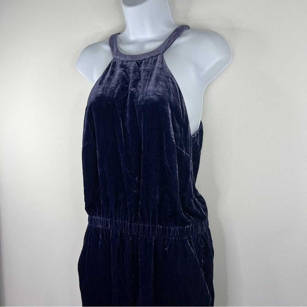 LOFT Navy Blue Crushed Velvet Velour Halter Jumps… - image 7