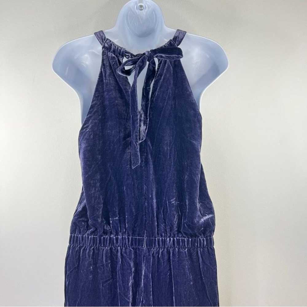 LOFT Navy Blue Crushed Velvet Velour Halter Jumps… - image 9