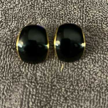 Vtg Napier Black And Gold Earrings - image 1