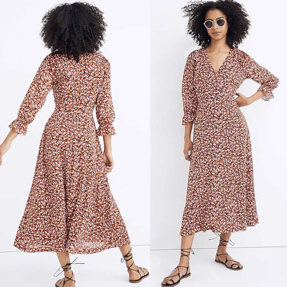 MADEWELL Faux Wrap Midi Dress Floral Clipdot Spri… - image 1