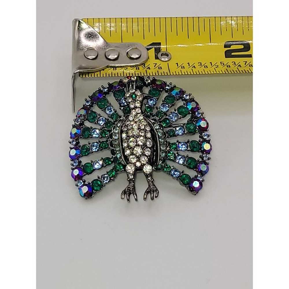 Vintage Peacock Bird Brooch Pin Blue And Green - image 2