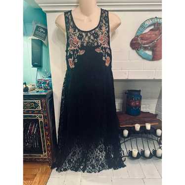 FREE PEOPLE BLACK LACE EMBROIDERED HIGH LOW SEXY … - image 1