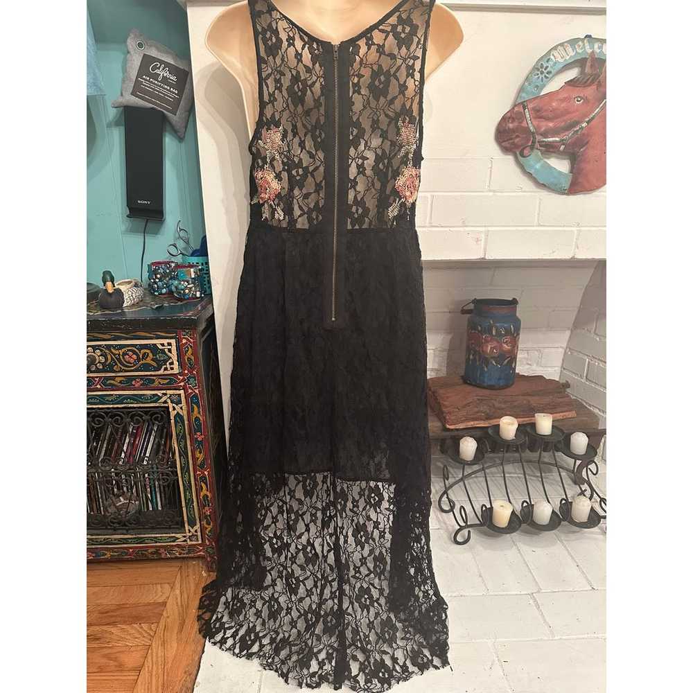 FREE PEOPLE BLACK LACE EMBROIDERED HIGH LOW SEXY … - image 9