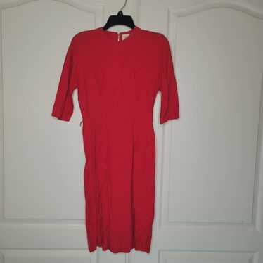 Vintage FOREVER YOUNG 50s red 3/4 Sleeve Textured… - image 1