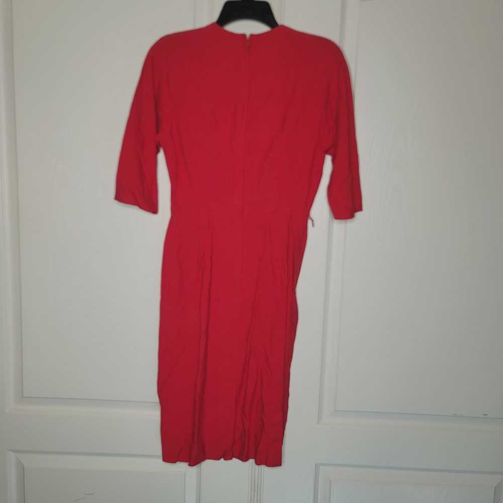 Vintage FOREVER YOUNG 50s red 3/4 Sleeve Textured… - image 5