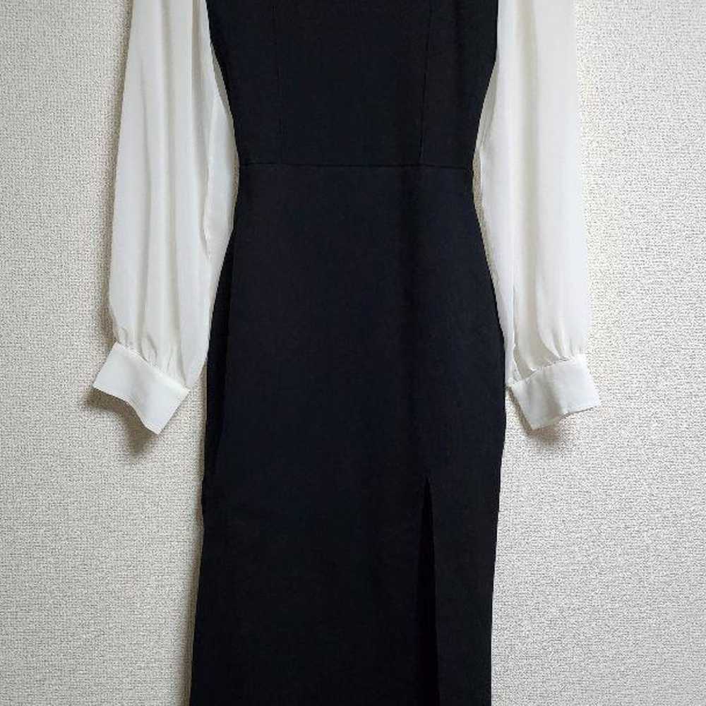 ② RIZAP Sexy Shirt Docking Knit Dress Black M - image 3