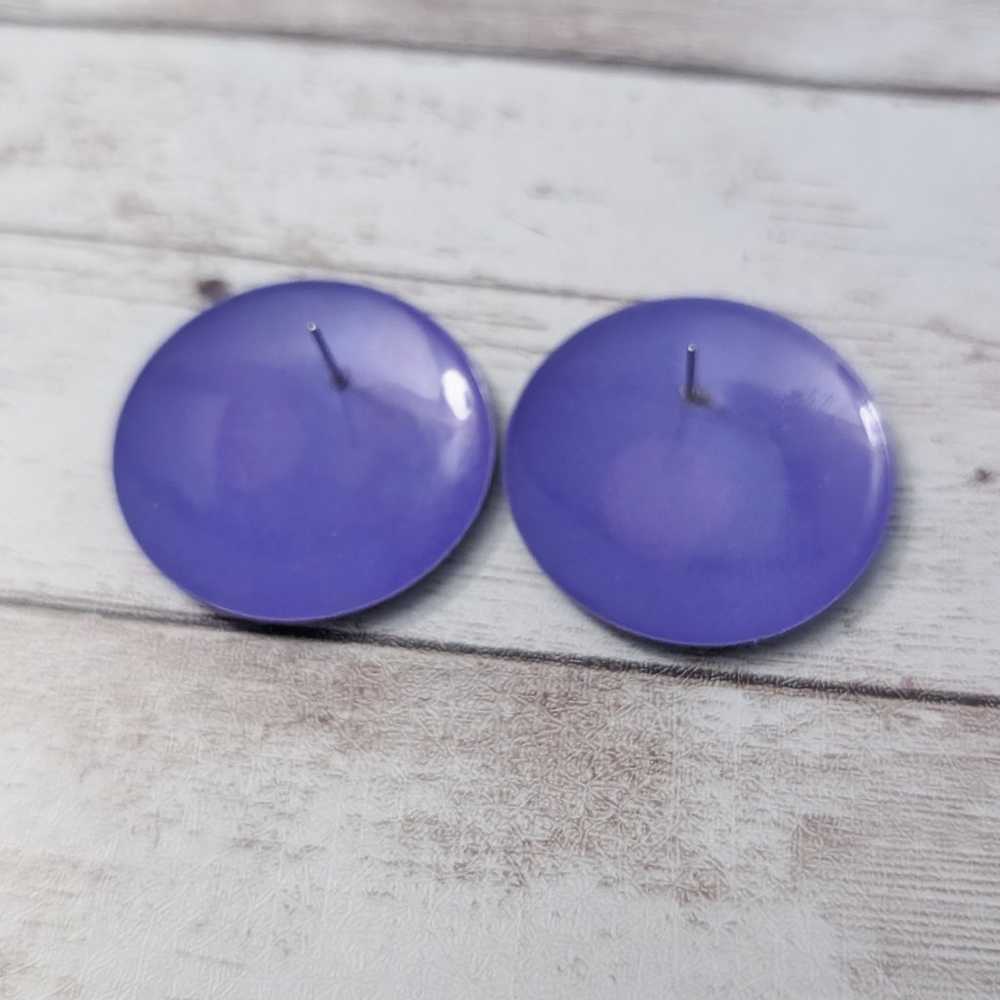 Vintage Stud Earrings For Pierced Ears Purple Flo… - image 4