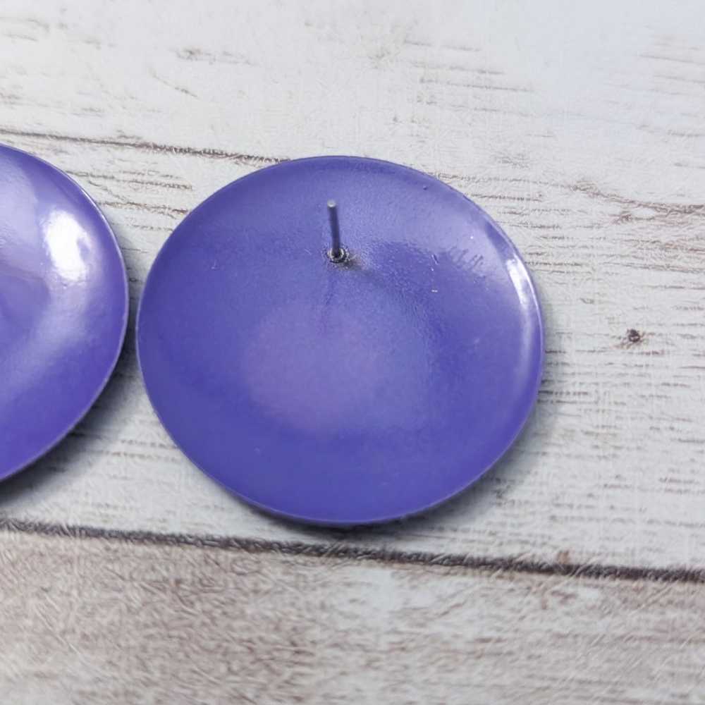 Vintage Stud Earrings For Pierced Ears Purple Flo… - image 5