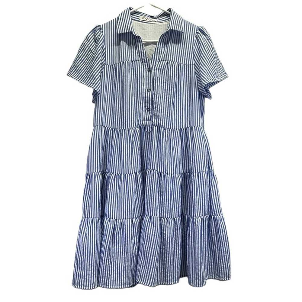 Joy Joy Blue Womens Short Sleeve Collared Babydol… - image 1