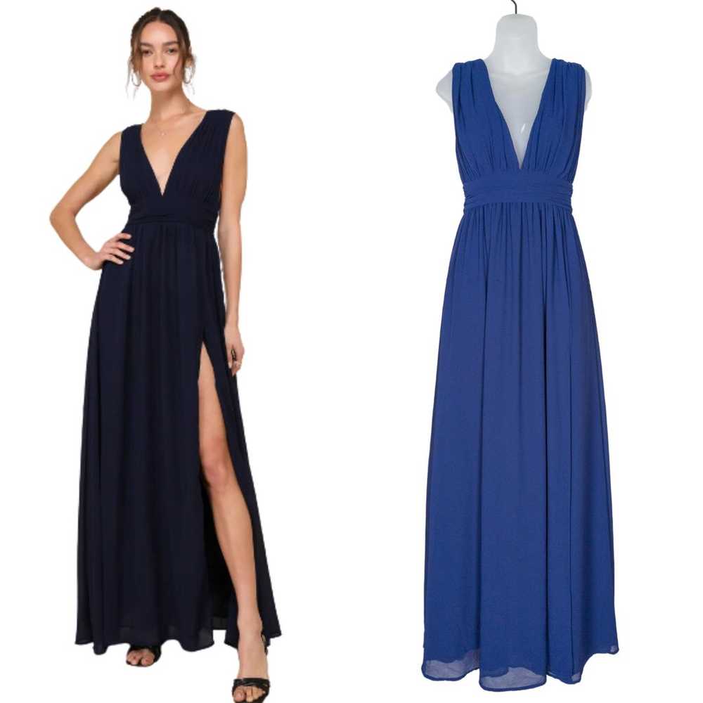 LULUS Navy Blue Heavenly Hues Maxi Dress V-Neck S… - image 1