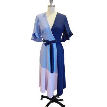 $178 Anthropologie Hutch deals Plus Size Blue Colorblock Faux Wrap Midi Dress