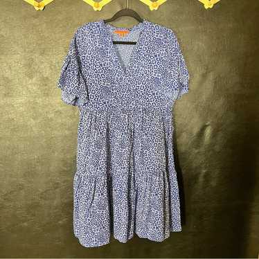 Vilagallo Kaeli Blue Leopard Print Dress Size 42 (