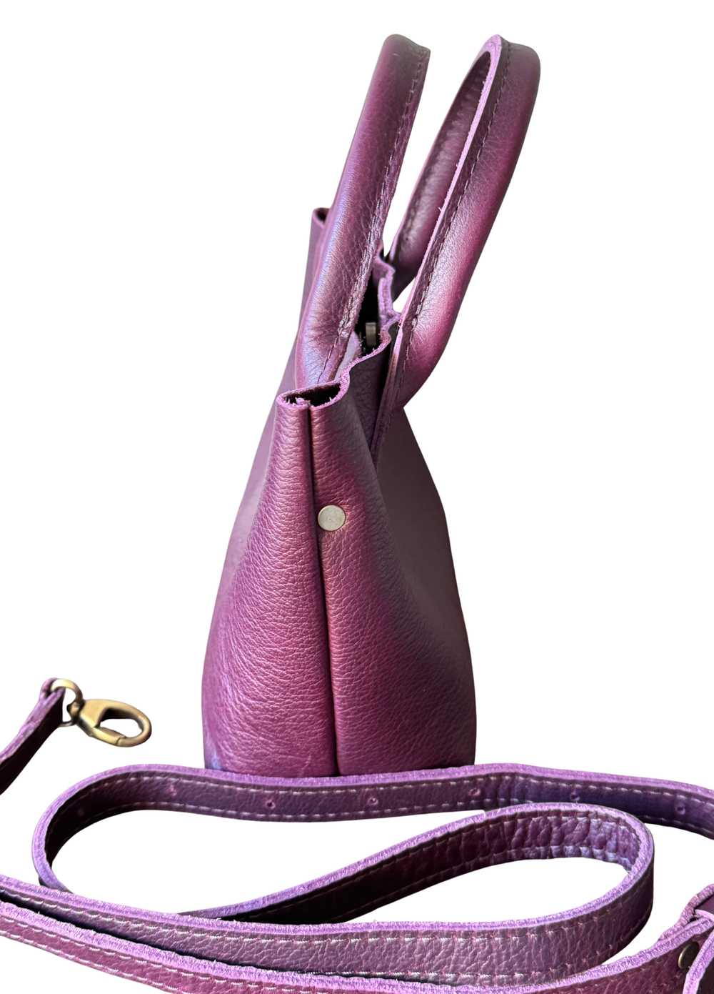 Portland Leather Good Pebbles - Plum Raindrop Bag - image 11