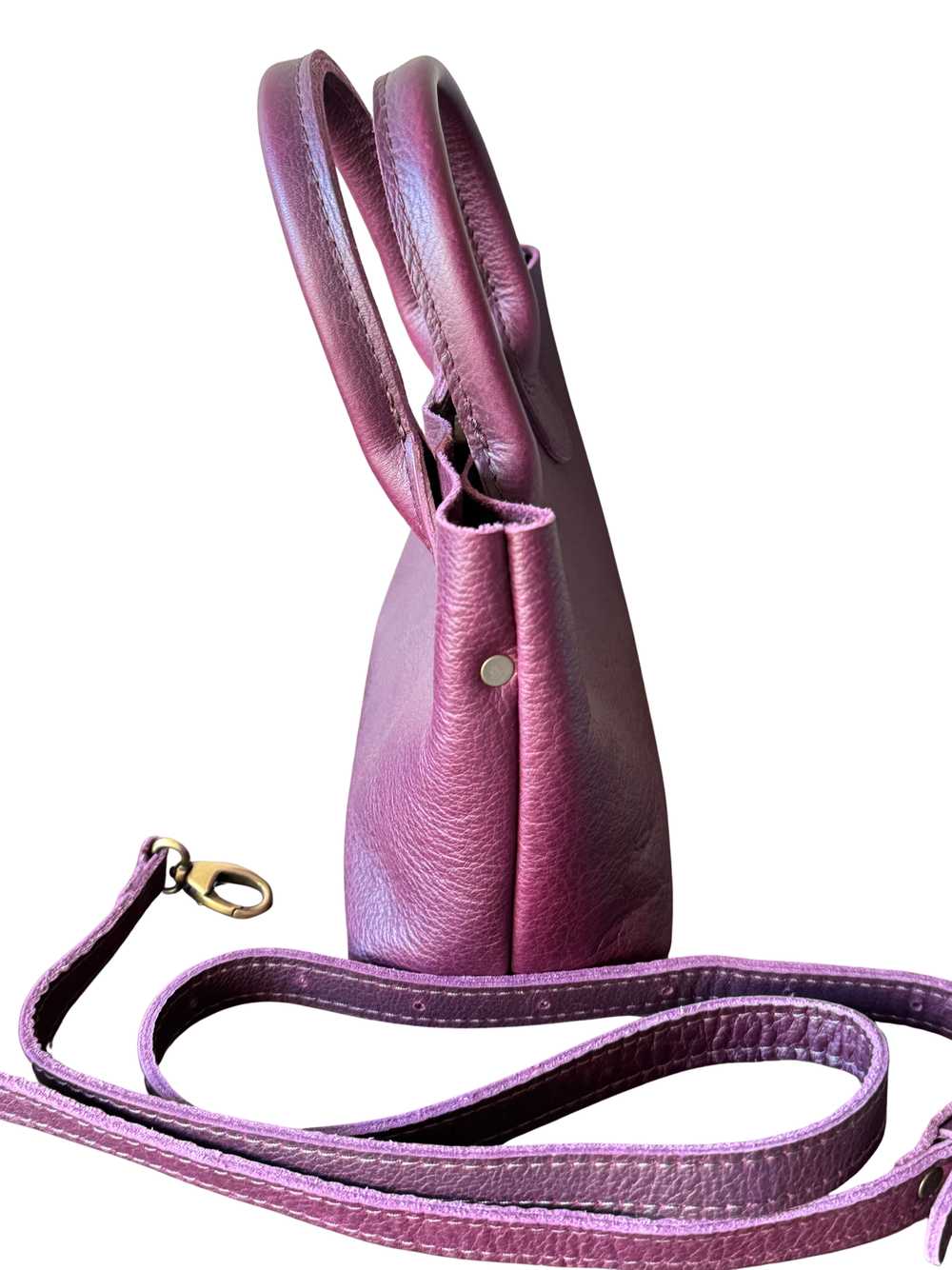 Portland Leather Good Pebbles - Plum Raindrop Bag - image 12