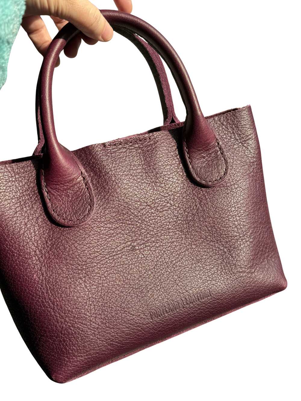 Portland Leather Good Pebbles - Plum Raindrop Bag - image 9