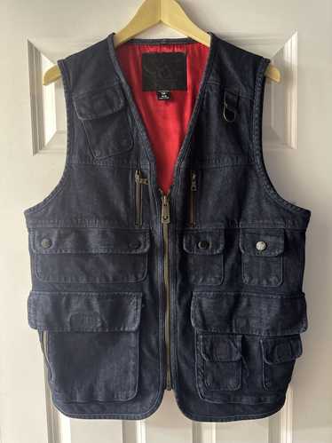 True Religion Tactical Denim Zip Up Vest