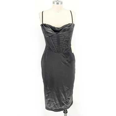 Women's Cowl Neck Sweetheart Corset Satin Dress B… - image 1