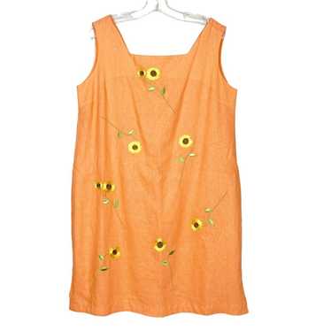 Vintage Magic Linen Blend Orange Sunflower Print S