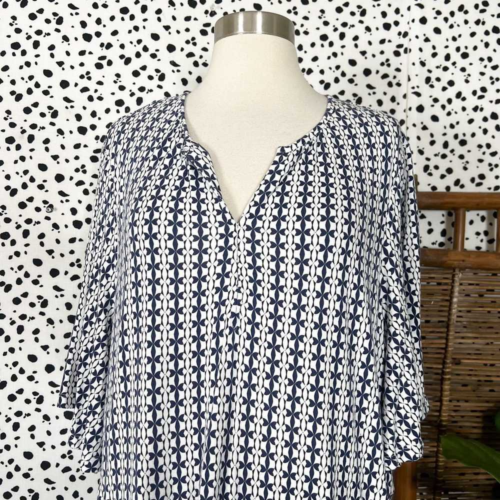 Boden | Plus Size Geometric Navy Blue White Short… - image 3