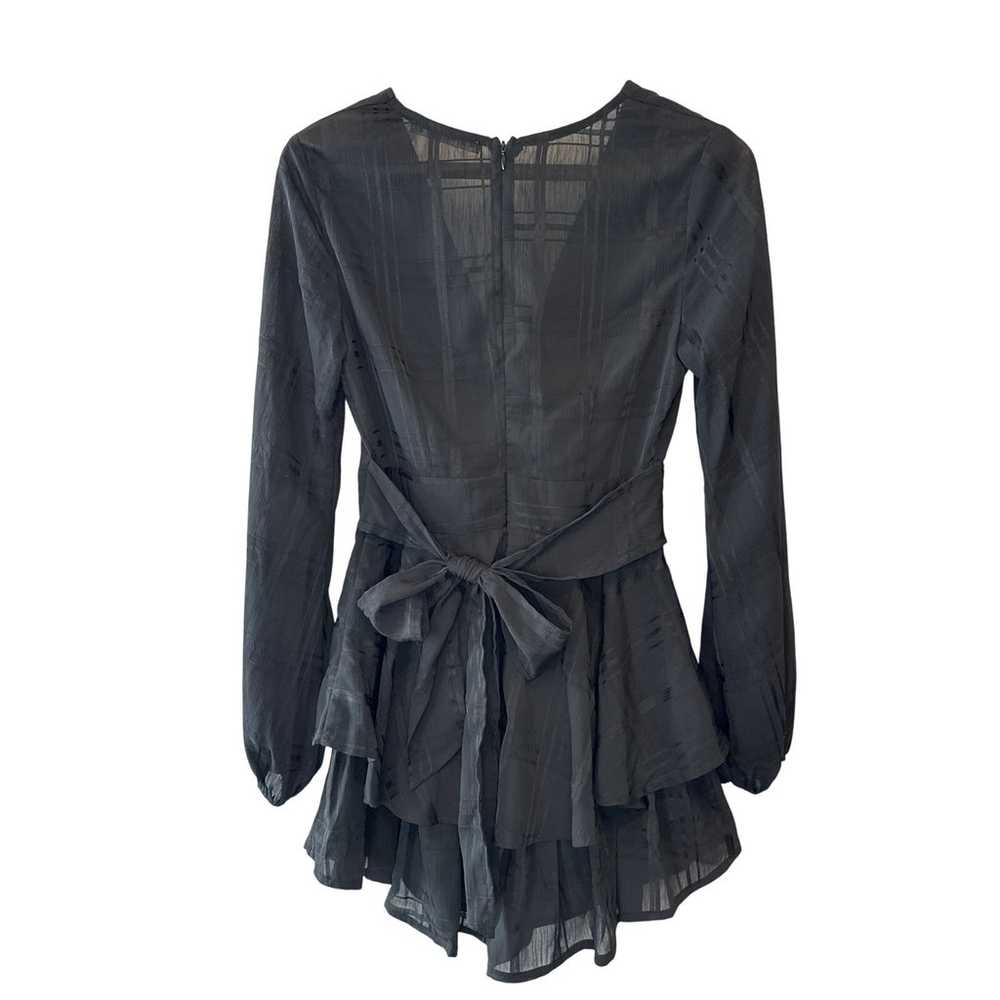 Saints + Secrets Black Ruffled V-Neck Mini Romper… - image 2