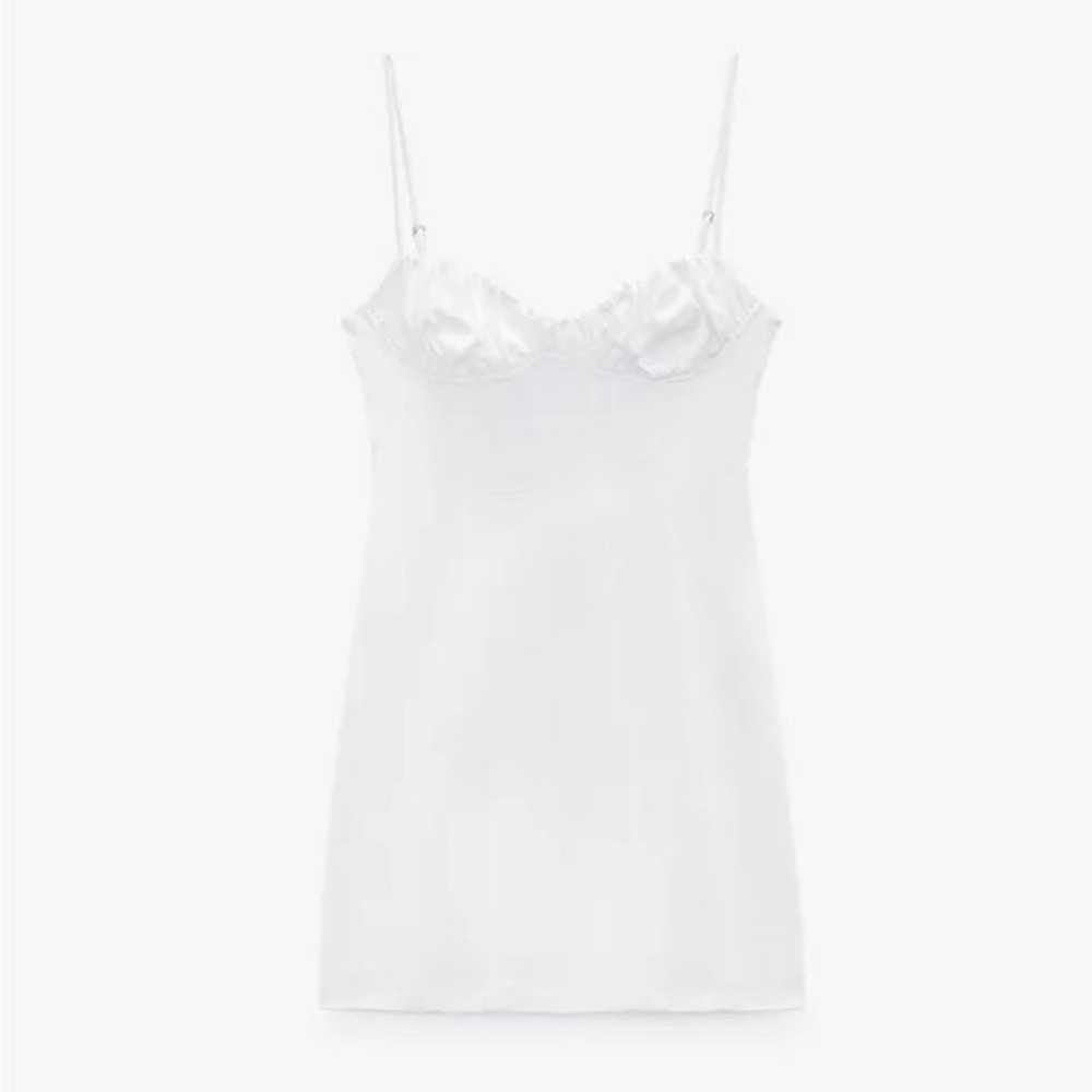 Zara  White Stretch Poplin Mini Dress 
Size Small… - image 5